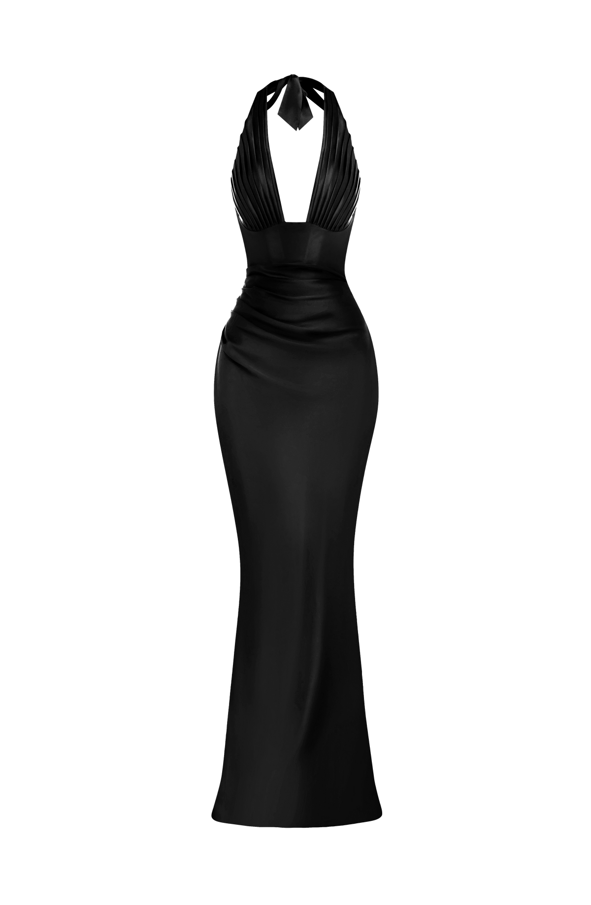 Sofia - Robe de soirée dos nu en satin noire