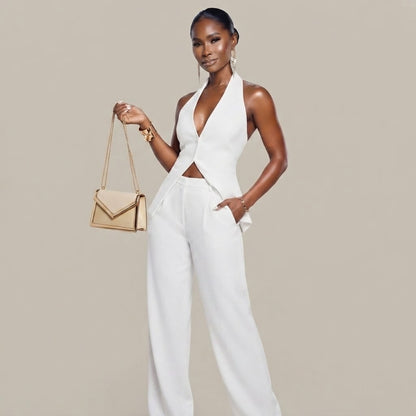 Olivia - Ensemble tailleur chic crème