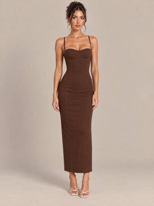 Chloé - Robe de soirée bustier marron