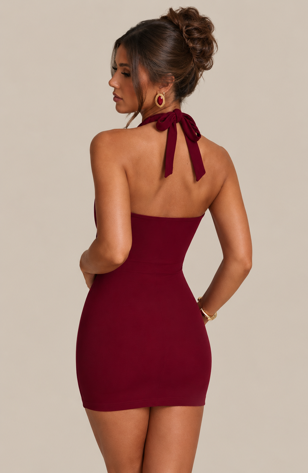 Clara - Robe courte dos nu bordeaux