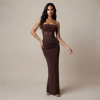Grace - Robe longue marron prune
