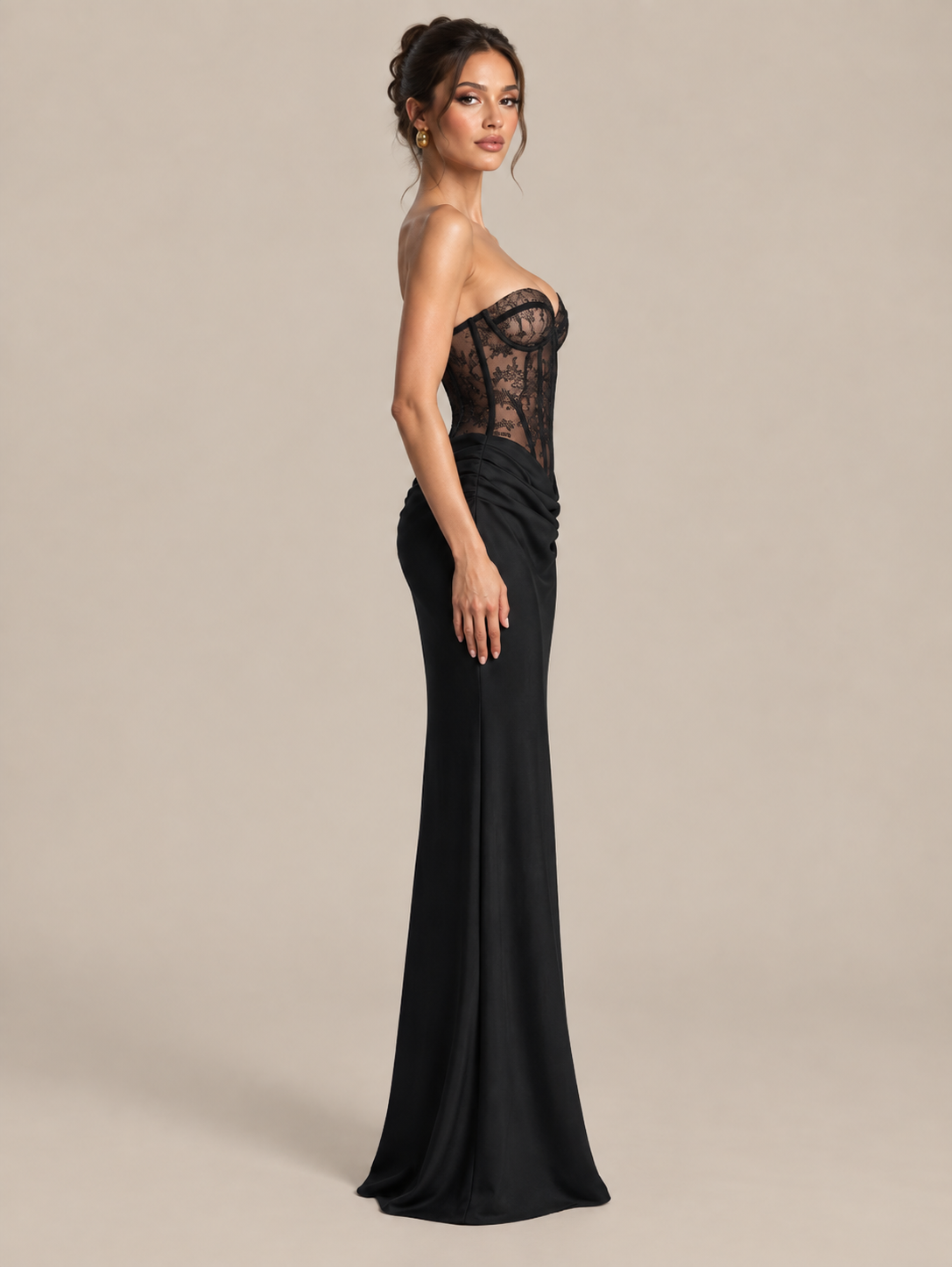 Scarlett- Robe de soirée corset en dentelle noire