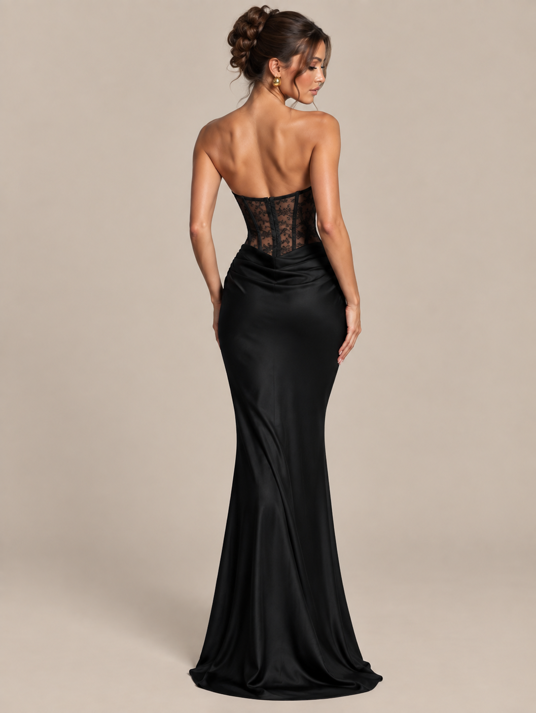 Scarlett- Robe de soirée corset en dentelle noire
